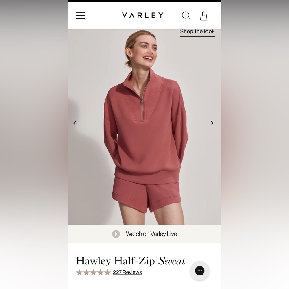 Varley Hawley Half-Zip in Withered Rose